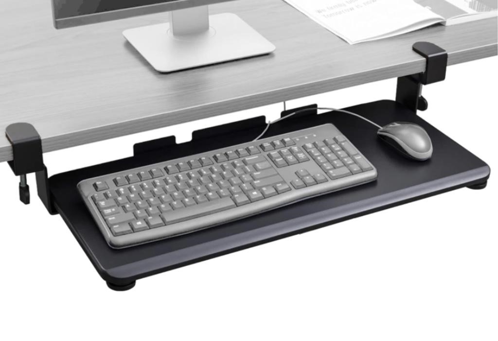 TECHORBITS KEYBOARD TRAY UNDER DESK – 27IN CLAMP