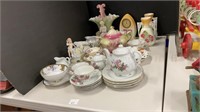 Various decorative china dishes: incomplete