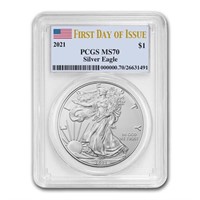 2021 American Silver Eagle T1 Ms70 (first Day)