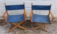 2 Wood Folding Director Type Chairs