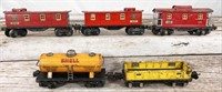 5pc Lionel prewar O gauge caboose/tank/gondola