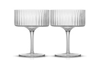 Set of 2 Fluted Ribbed Glasses - 10oz