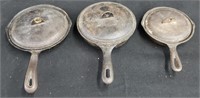 Group of 3 cast iron pans