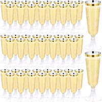 100 Pcs Plastic Champagne Flutes, Disposable Clear