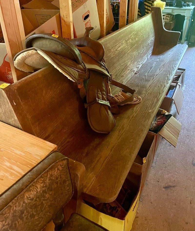 antique wooden church bench