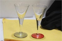 A Pair of Small Artglass Champagne Cups