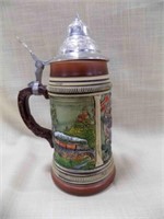 West German Stein w Pewter Lid