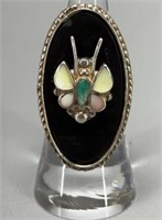 Vintage handmade Sterling Butterfly ring Turquoise