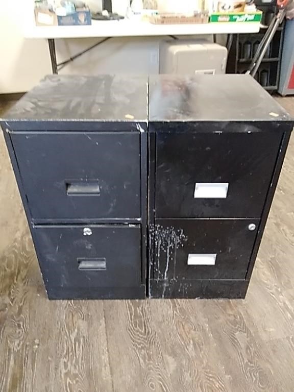 2 2 drawer metal file cabinets