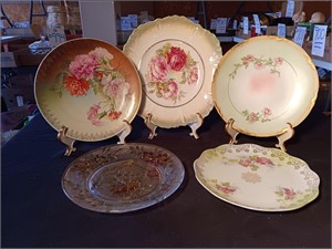 8.5" - 10.5" Hand Painted Plates.