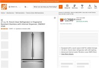 R3734  GE French Door Refrigerator, 27 cu. ft.