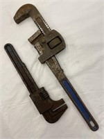 Pair Of Pipe Wrenches Including 14"