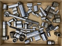 Lot Of Sockets Including Ratchet, Mixed Sizes