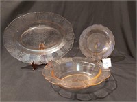 A Lot of Depression Glass Serving Plates - 3