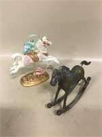 Homco Carousel Horse & Brass Rocking Horse