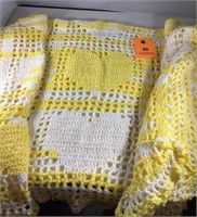 Beautiful hand crocheted baby afghan yellow white