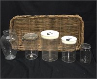 Wicker Table Tray & Assorted Jars 8C