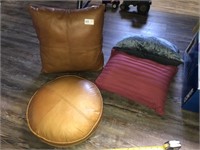 (3) Leather Decorator Pillows