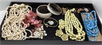 Tray lot of costume and vintage jewelry