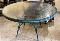 Outdoor glass and metal patio table - larger sized