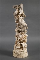 Monumental 18" Carved Ivory Birds Sculpture