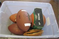 Footballs, Basketball, Baseball & Glove