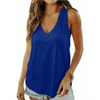 L  Sz L MOSHU Tank Tops Women Flowy Deep V Neck Sh