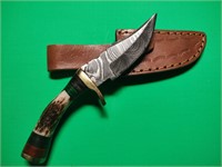 6 Inch Handmade Stag Horn Damascus Skinning Knife