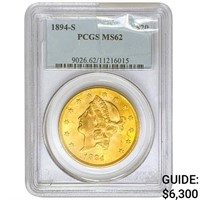 1894-S $20 Gold Double Eagle PCGS MS62