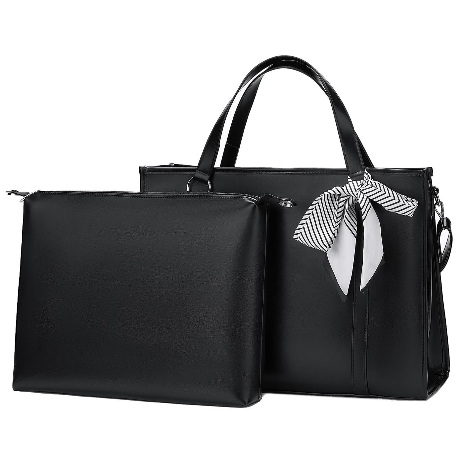 CALUOMATT Women's Leather Handbag/Briefcase, 15.6