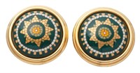 Hermes Round Enamel Clip-On Earrings