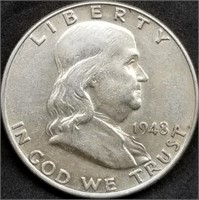 1948-P Franklin Silver Half Dollar Higher Grade