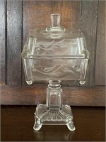 Wonderful EAPG Etched Covered Compote