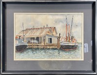 Frank Mann Coastal Trawler Boat Scene Painting