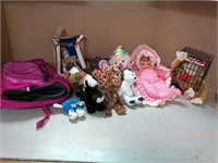 Back pack and stuffed animals