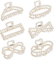 6PCS Women's Pearl Hair Claw Clips x2