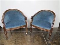 Pair Drexel-Mid Century Barrel Chairs on Coasters
