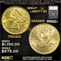 ***Auction Highlight*** 1894-p Gold Liberty Half E