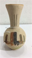 Signed Navajo Sand Painted Vase M16A