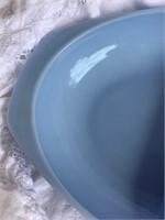 Vtg Pyrex "Delphite Blue" Divided 1.5qt Glass Dish