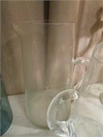 2 Glass Water Pitchers - Both have Etchings
