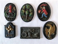 6 Small Cast Iron Fire Markers