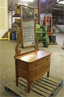 Vintage Oak Dresser W/ Mirror Approx 38"x19"x73"