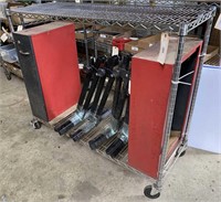 Metal Storage Rack w/Casters & (2) Side Toolboxes