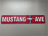 Mustang Ave metal sign - 24x5in