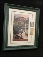 Framed and matted "Alaska Highway" commemorative s