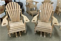 Pair of Amish Adirondack Swivel Glider Chairs