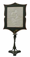CAST IRON & LITHOPHANE PORCELAIN CANDLE LAMP