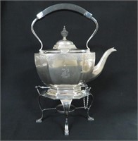 Sterling silver tea kettle & stand, 13" high, 36oz
