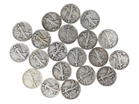 20 $10 Face Silver Walking Liberty Half Dollars